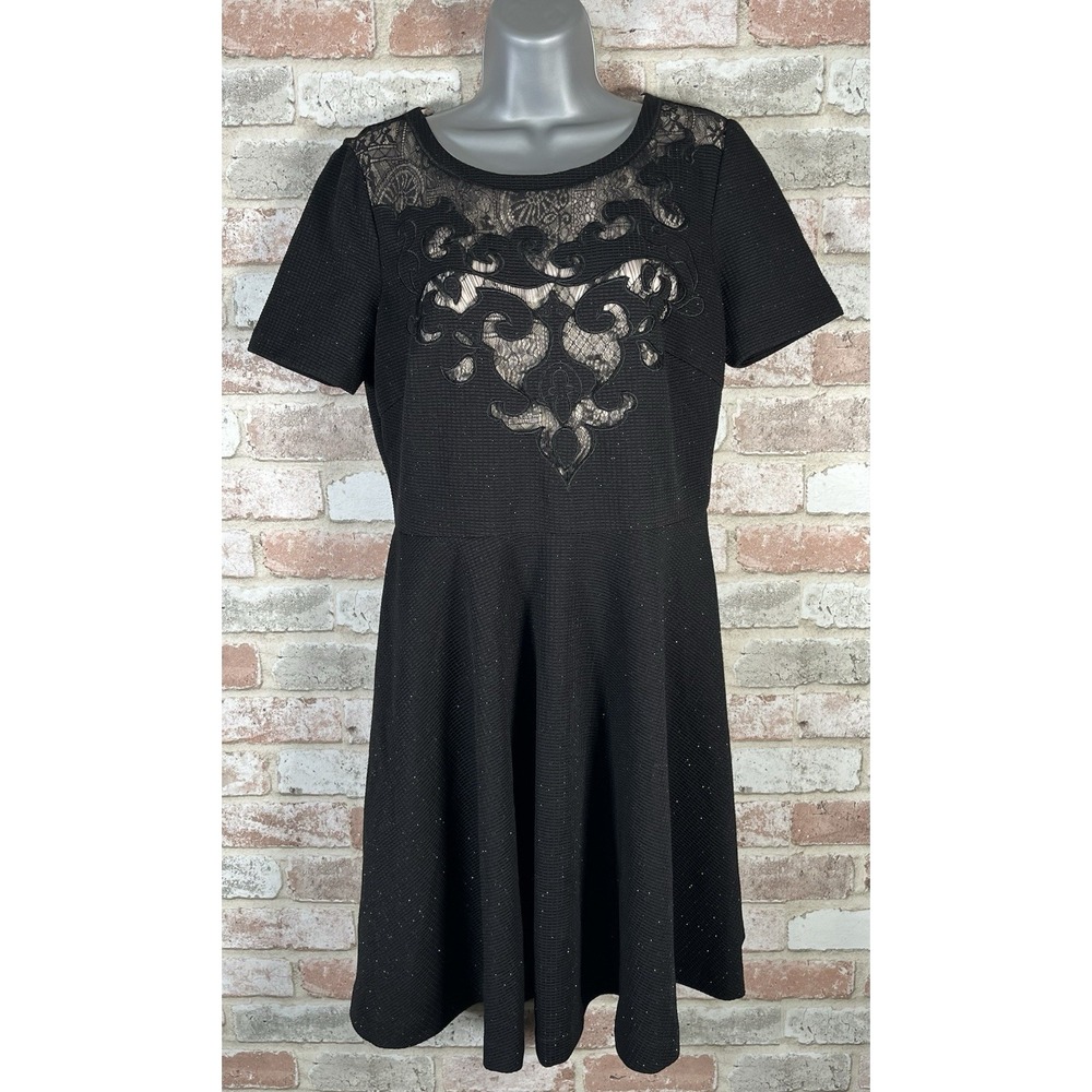 Belle Badgley Mishka Black Dress Size 10 Skater‎ Fit & Flare Lace Front